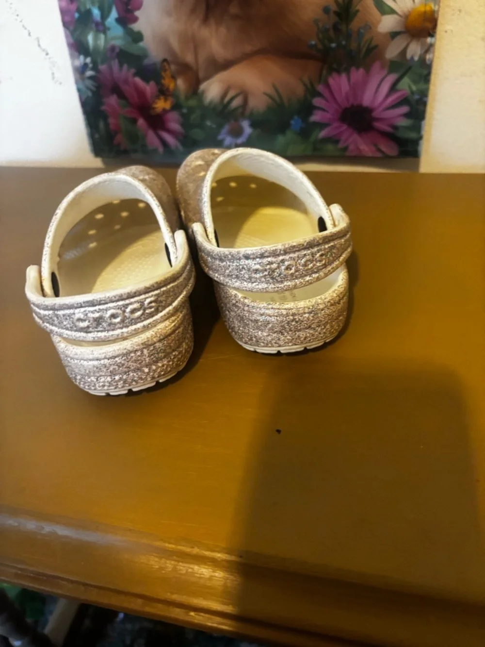 CROCS Kids Glitter Clogs in Silver